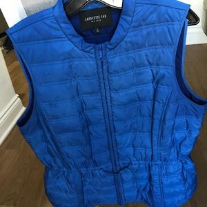 Lafayette 148 down vest large blue